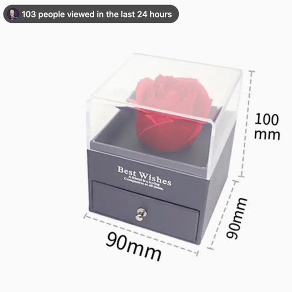 Exquisite Rose Flower Necklace Ring Jewelry Box Romantic Valentine's Day Christm - Picture 5 of 7